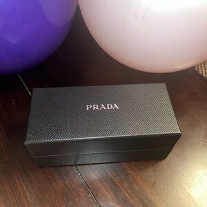 Prada Milano Sunglasses Black Rectangular Frame Silver Logo Unisex NEW